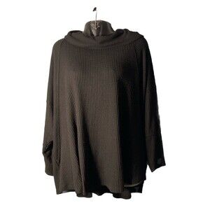 Maurice’s 4x Cowl‎ Neck Top Women’s Waffle Knit 5% Spandex Black